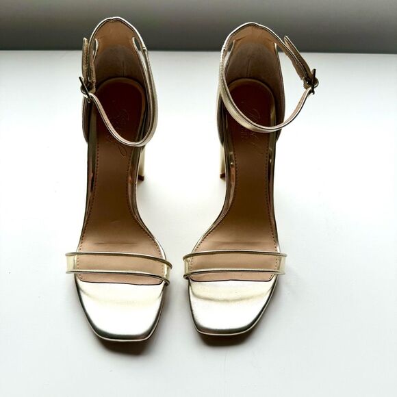 NWOT Jewel Badgley Mischka gold block-heel sandals . Size 6 - Picture 5 of 8